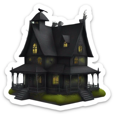 Nevermore Academy. Haunted Addams house. birdhouse slightly mossy and spider webs  sticker