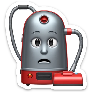 vacuum with a sad face in it sticker