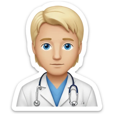 white guy with blonde hair and blue eyes. doctor sticker