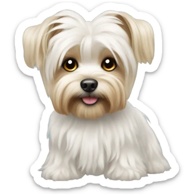 white sitzu half yorki with curly hair sticker