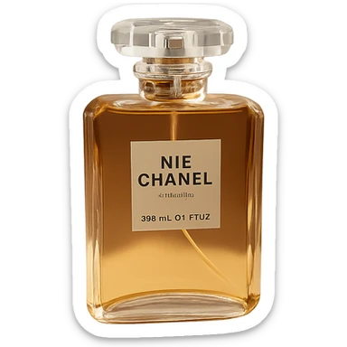 Remove the background, keep only the realistic Chanel perfume bottle with soft lighting, preserving glass details, on a transparent background. sticker