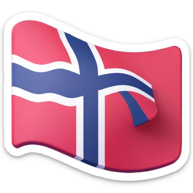 Norwegian flag of Norway stylized as a rounded square 3D icon, flat colors, no text, dimensional look sticker