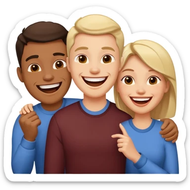 strong team of 3 having fun together sticker