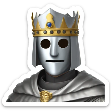 king baldwin IV in silver full face mask up with hands out sticker