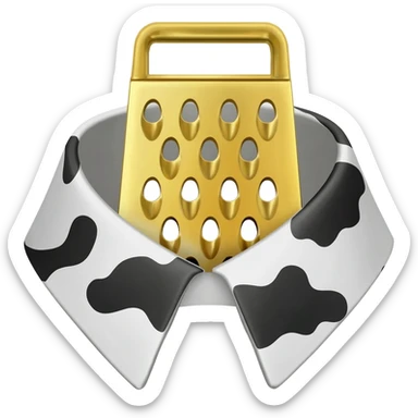 plain gold grater on a collar with black and white cow pattern sticker
