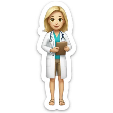 White Female doctor vacation beach sticker