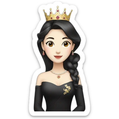 Korean princess with a crown in black dress  sticker