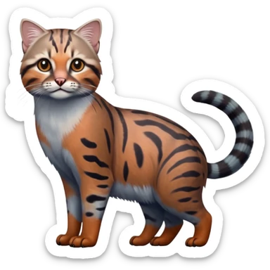Realistic colorful shiny glossy smooth whitish pastel dusky dark gloomy wild natural elegant lifelike Pallas-cat-ocicat-ocelot-Rusty-spotted-cat-fusion-hybrid-animal-creature, full body, hyper-realism sticker