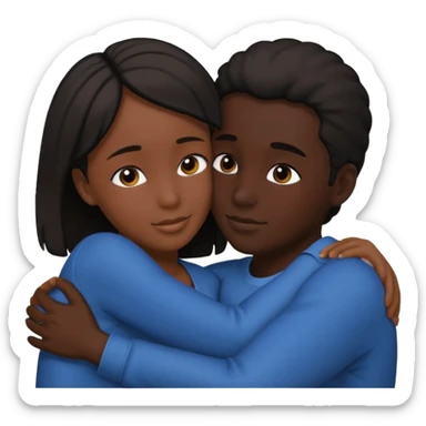 Two people hugging. They are facing each other. Silhouette only.  sticker