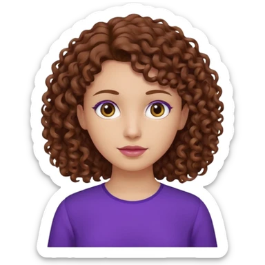 brown curly hair purple blouse sticker