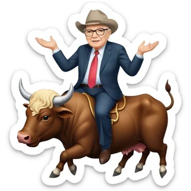 Warren Buffet riding bull sticker