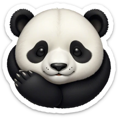 Meme-Worthy Cute Sleeping Panda Portrait Emoji, Head resting peacefully with a contented smile, showcasing a delightfully robust build and a luxuriously soft black and white Fur, eyes shut in a serene, restful nap, Simplified yet hilariously adorable features, highly detailed, glowing with a soft, drowsy light, high shine, relaxed and utterly lovable, stylized with an air of playful laziness, bright and heartwarming, soft glowing outline, capturing the essence of a comically sleepy panda, so meme-worthy it feels like it could instantly become the next viral sensation of adorable slumber! sticker