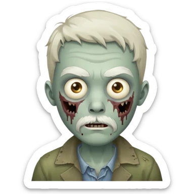 young zombie with white mustache sticker