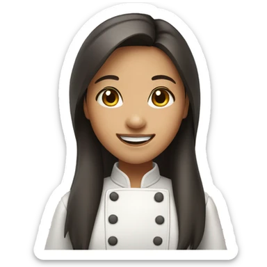 happy asian girl chef long hair brown skin dark hair sticker