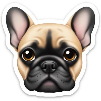 Tan French bulldog with black face sticker