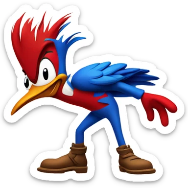 woody woodpecker with broken leg sticker