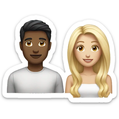 Black hair woman and blond white man couple  sticker