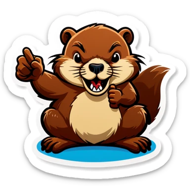 Beaver throwing up middle finger sticker