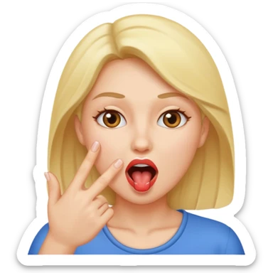 Finger in open mouth of woman sticker