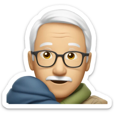 Grandfather huggings with a boy sticker
