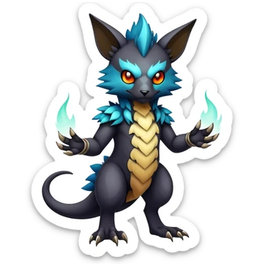 cool edgy colorful dark fantasy animal hybrid Fakemon full body sticker