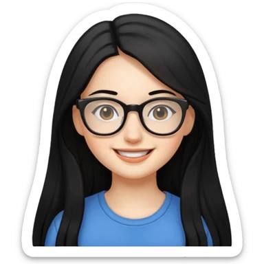 chica cabello largo negro, con lentes que estemuy feliz sticker