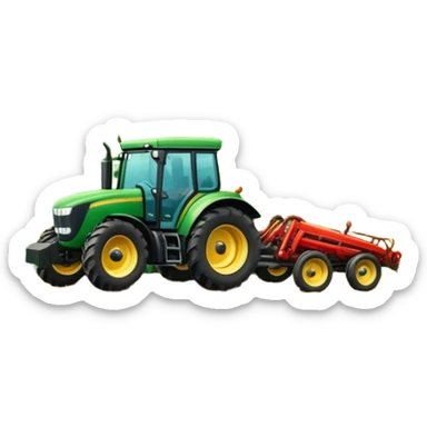 vibrant rural landscape with a tractor plowing fields, inspired by Farming Simulator 22. The design includes lush green fields, a barn, and a scenic countryside with trees and mountains in the distance. Transparent background sticker