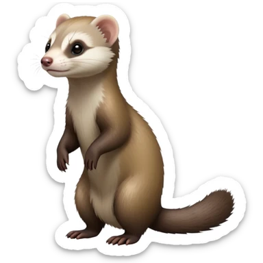 cinematic-[ferret]-realistic-full- long elongated body-standing-emoji,-tiny-paws-tucked-close,-head-tilted-dramatically,-sleek-[sable]-fur,-simplified-yet-realistic-focused-features,-highly-detailed,-glowing-with-an-almost-sarcastic-glow sticker