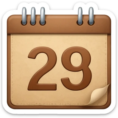 brown date calendar with number 29 sticker
