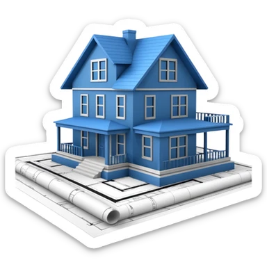 architect blueprints of a house only on paper sticker