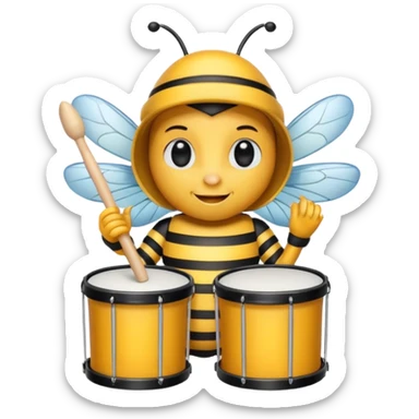 drum player bee sticker
