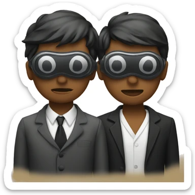 boys in a viewfinder scene and they are both blindfolded sticker