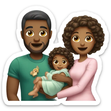A couple with a Baby Girl on christmas sticker