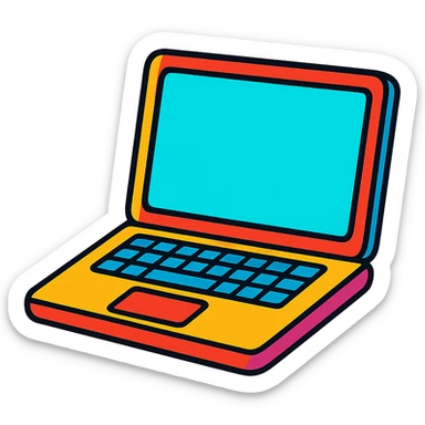 a laptop in vibrant toon style sticker