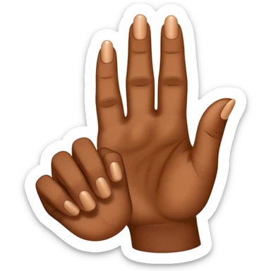 hand with thumb and ring finger touching sticker