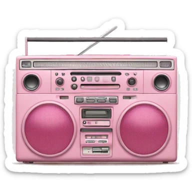 Round light pink boombox with hearts sticker