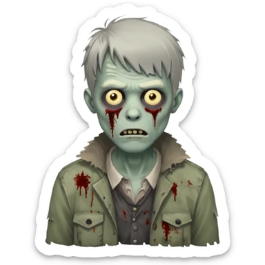 male zombie with messy bangs sticker