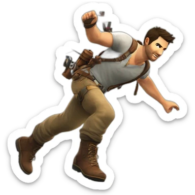 Nathan Drake dans les airs accroché à une corde entrain de balancer sticker