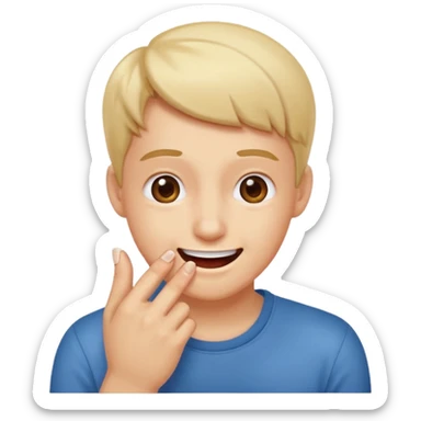 Emoji gêne et content qui mort son ongle sticker