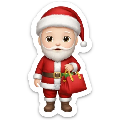 baby Santa Claus is carrying a bag of presents  sticker