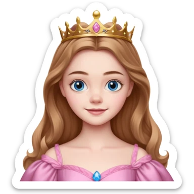Elle fanning as princess Aurora in Maleficent but with brown hair and blue eyes sticker