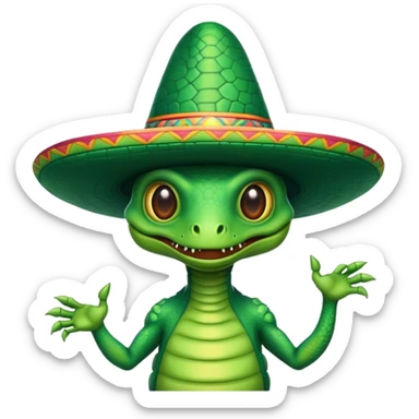 Reptilian alien with a sombrero  sticker