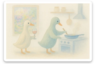 Include a window showing a vibrant garden, Monet-inspired impressionist watercolor style, 4:3 aspect ratio, pastel palette, soft colors outside the window. sticker