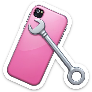 pink cellphone with a wrench sticker