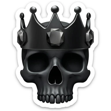 generate an improved black crown with black diamonds inside a black skull sticker