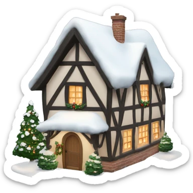 coquette style English Christmas cottage with snow sticker