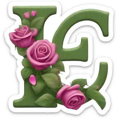 Letter R with roses and love hearts in purple sticker