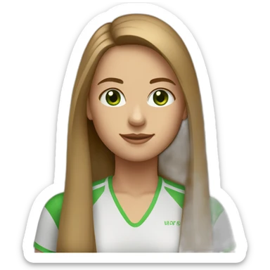 girl long straight hair light brown green eyes cyclist sticker