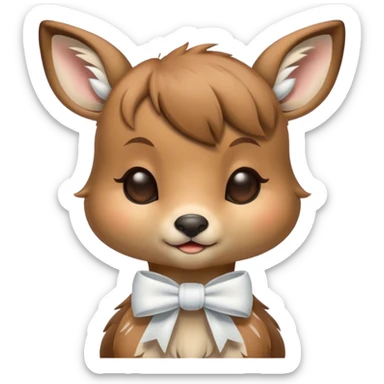 fawn with a white bow sleepy sticker