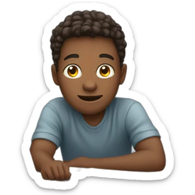 boy watching online classes sticker